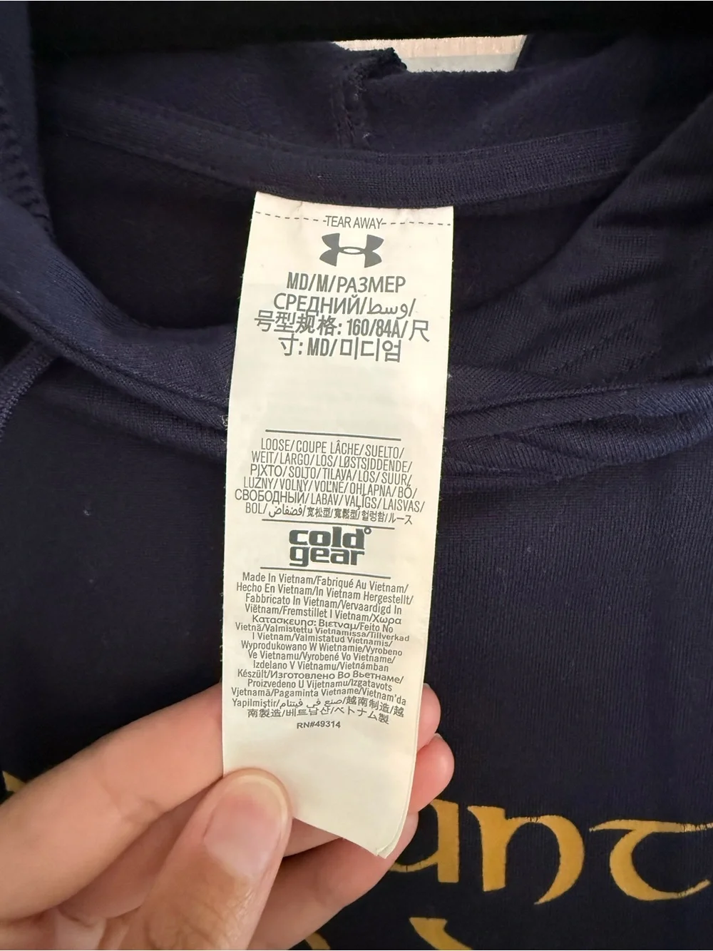Under Armour Navy Pullover Hoodie with Gold Notre Dame Script